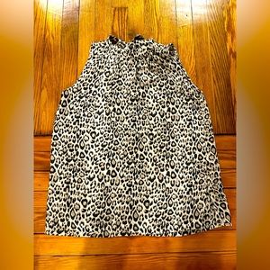 Loft Leopard Mock neck tank with tie detail in back- size xsmall